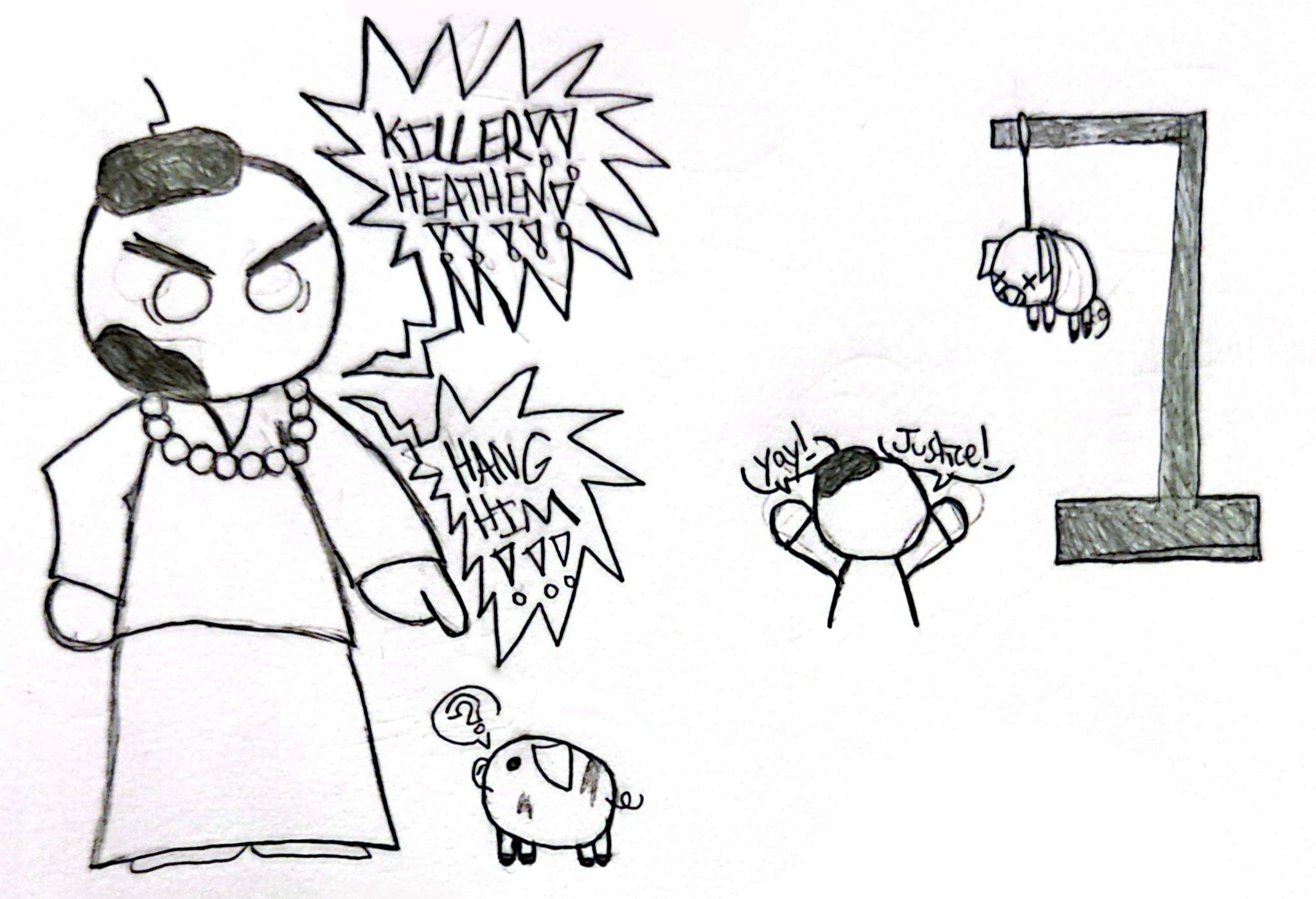 France exexuting a pig via hanging